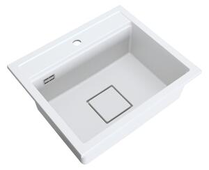 Chiuvetă Gamma Quadro 5850, granit cu 1 compartiment 580x495x220 mm, albă, GMA-ZLE000234