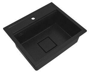 Chiuvetă Gamma Quadro 5850, granit cu 1 cuvă 580x495x220 mm, negru pătat, GMA-ZLE000230
