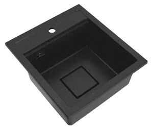 Chiuvetă Gamma Quadro 4550, granit cu 1 compartiment 450x495x220 mm, negru pătat, GMA-ZLE000218
