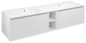 Sapho Sapho, dulap LOREA cu chiuveta dubla 161x46x51,5cm (70+20+70cm), alb mat, LE070-3131-07