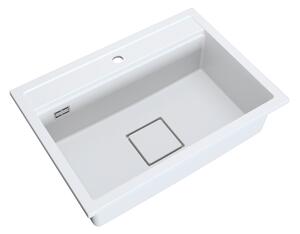 Chiuvetă Gamma Quadro 7050, granit cu 1 compartiment 700x500x220 mm, albă, GMA-ZLE000236