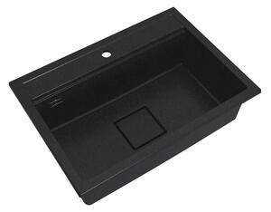 Chiuvetă Gamma Quadro 7050, granit cu 1 compartiment 700x500x220 mm, negru pătat, GMA-ZLE000238