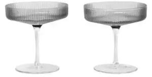 Ripple Champagne Saucers Set of 2 Smoked Grey - Ferm Living
