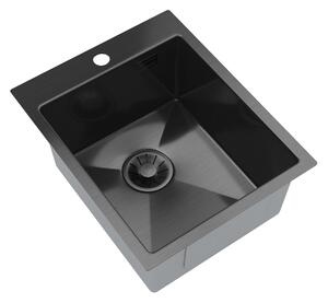 Gamma Chiuvetă Gamma, din oțel inoxidabil cu 1 compartiment, 400x500x210 mm, grafit, GMA-S4050-BK