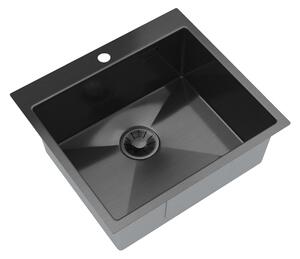 Gamma Chiuvetă Gamma, din oțel inoxidabil cu 1 compartiment, 550x500x210 mm, grafit, GMA-S5550-BK