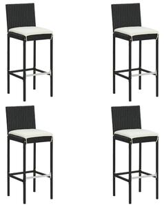 Set mobilier bar exterior cu perne, 5 piese, negru, poliratan