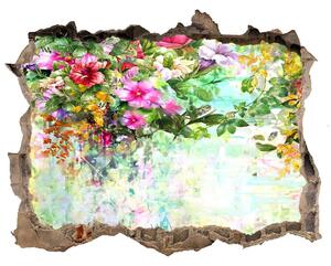 Autocolant un zid spart cu priveliște Flori multi-colorate