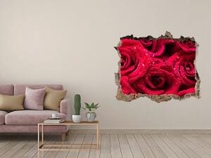 Autocolant 3D gaura cu priveliște Picaturi pe trandafiri