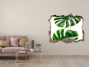 Autocolant 3D gaura cu priveliște Frunze tropicale