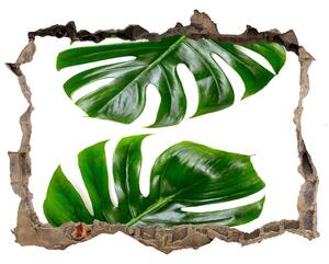 Autocolant 3D gaura cu priveliște Frunze tropicale