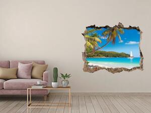Autocolant 3D gaura cu priveliște Plaja tropicala