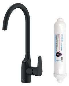 Laveo Claro, baterie pentru chiuveta inalta cu filtru de apa potabila, negru mat, LAV-BAKB798D