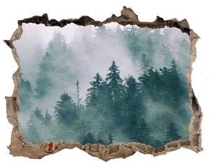 Autocolant de perete gaură 3D Ceață peste pădure