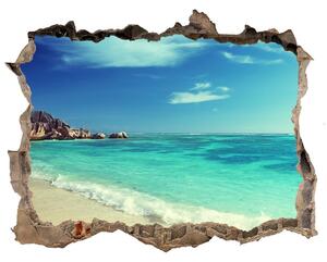 Autocolant 3D gaura cu priveliște Plaja seychelles
