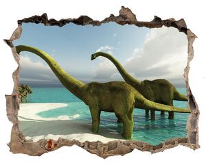 Autocolant de perete gaură 3D Dinozauri pe plajă