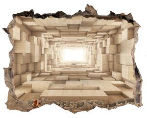 Autocolant 3D gaura cu priveliște Tunel de lemn