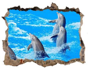 Autocolant 3D gaura cu priveliște Delfini