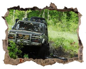 Fototapet un zid spart cu priveliște Jeep în pădure