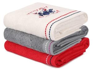 Set 3 prosoape bumbac 100%, Beverly Hills Polo Club, 401 White, Red, Grey