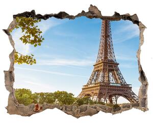 Autocolant un zid spart cu priveliște Turnul eiffel din paris