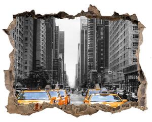 Fototapet 3D gaură în perete New york taxiuri