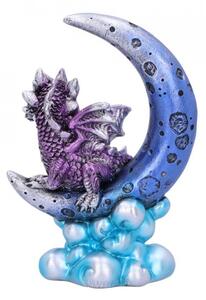 Statueta Dragonel pe luna (violet) 11.5cm