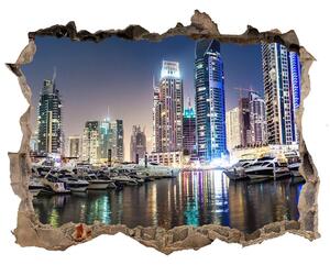 Fototapet un zid spart cu priveliște Dubai timp de noapte