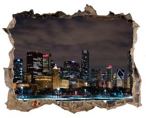 Autocolant un zid spart cu priveliște Chicago noaptea