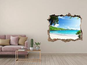 Fototapet un zid spart cu priveliște Plaja seychelles
