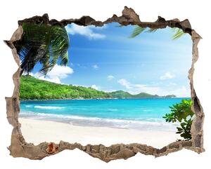 Fototapet un zid spart cu priveliște Plaja seychelles