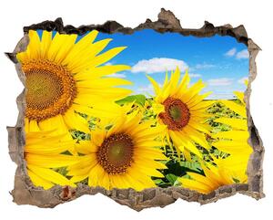 Autocolant 3D gaura cu priveliște Floarea soarelui