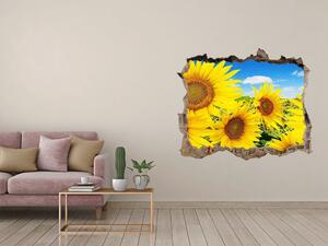 Autocolant 3D gaura cu priveliște Floarea soarelui
