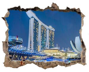 Autocolant 3D gaura cu priveliște Singapore timp de noapte
