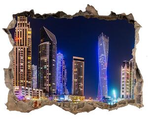 Autocolant 3D gaura cu priveliște Dubai timp de noapte
