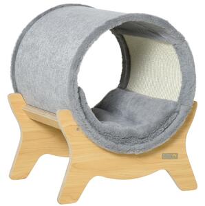 Culcus pentru pisici PawHut cu zona de zgaraiat si perna captusita 41x40x47cm,Gri | AOSOM RO