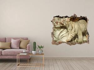 Autocolant de perete gaură 3D Tigers