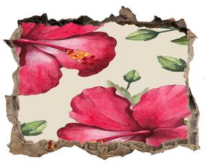 Fototapet un zid spart cu priveliște Hibiscus roz