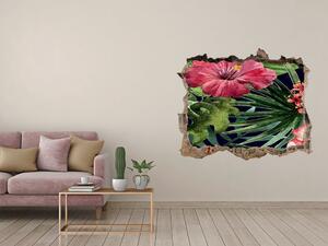 Fototapet 3D gaură în perete Flori tropicale