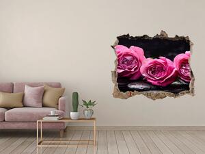 Autocolant de perete gaură 3D Trandafiri roz