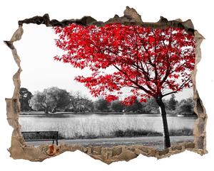 Fototapet un zid spart cu priveliște Copac roșu