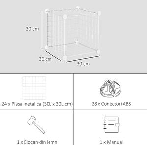HOMCOM Mobilier Modular pentru Încălțăminte, 6 Cuburi Albe din Plastic PP și Oțel, 30x30x30cm, Eficient și Elegant | Aosom Romania