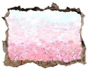 Fototapet un zid spart cu priveliște Flori de cireș
