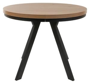 Masă de dining extensibilă Torino, stejar sălbatic/negru (90–190x90 cm)