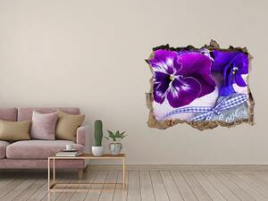 Autocolant 3D gaura cu priveliște Panseluțe violet