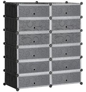 Mobilier pentru incaltaminte HOMCOM, 12 cuburi, PP si otel, negru si alb 45x35x16cm | Aosom RO