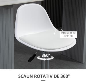Set de 2 scaune de bar cu spatar si suport picioare, pivotante cu inaltime reglabila, 40x42x82-104cm, alb HOMCOM | Aosom RO