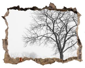 Fototapet 3D gaură în perete Copac în timpul iernii