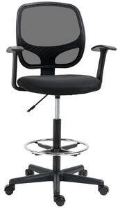 Scaun de birou Vinsetto reglabil pe inaltime cu cotiere, roti pivotante si scaun captusit cu cauciuc spuma, 60x56x110-132cm, negru | Aosom RO
