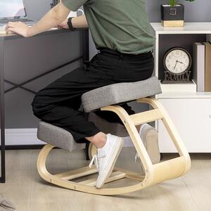 Vinsetto Scaun ergonomic din lemn cu perna captusita din spuma de cauciuc, 51x69x58, Gri