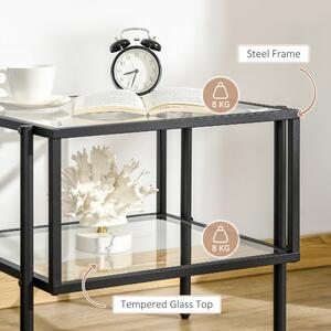Masuta de cafea stil minimalist HOMCOM, sticla temperata, 54x44x45.5cm, negru | Aosom RO